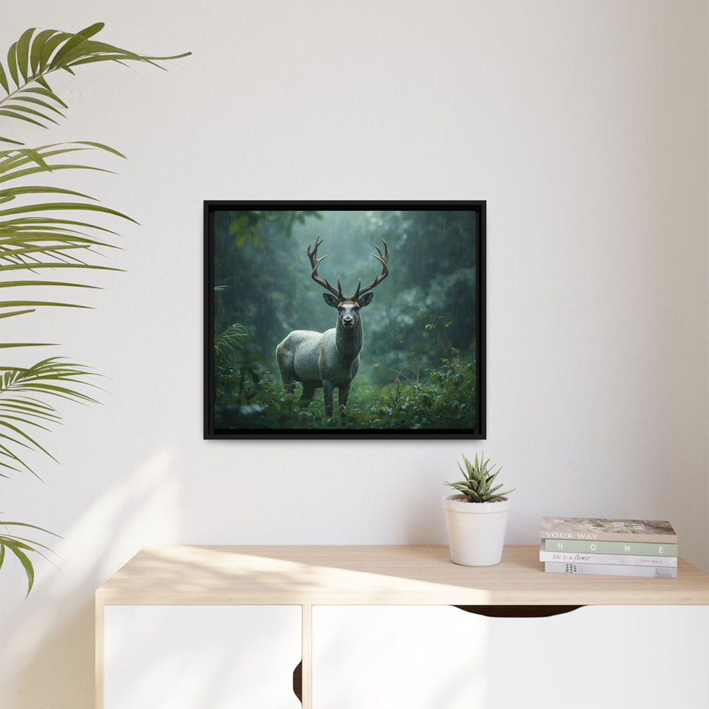 Framed Canvas Deer Forest Wildlife Wall Art