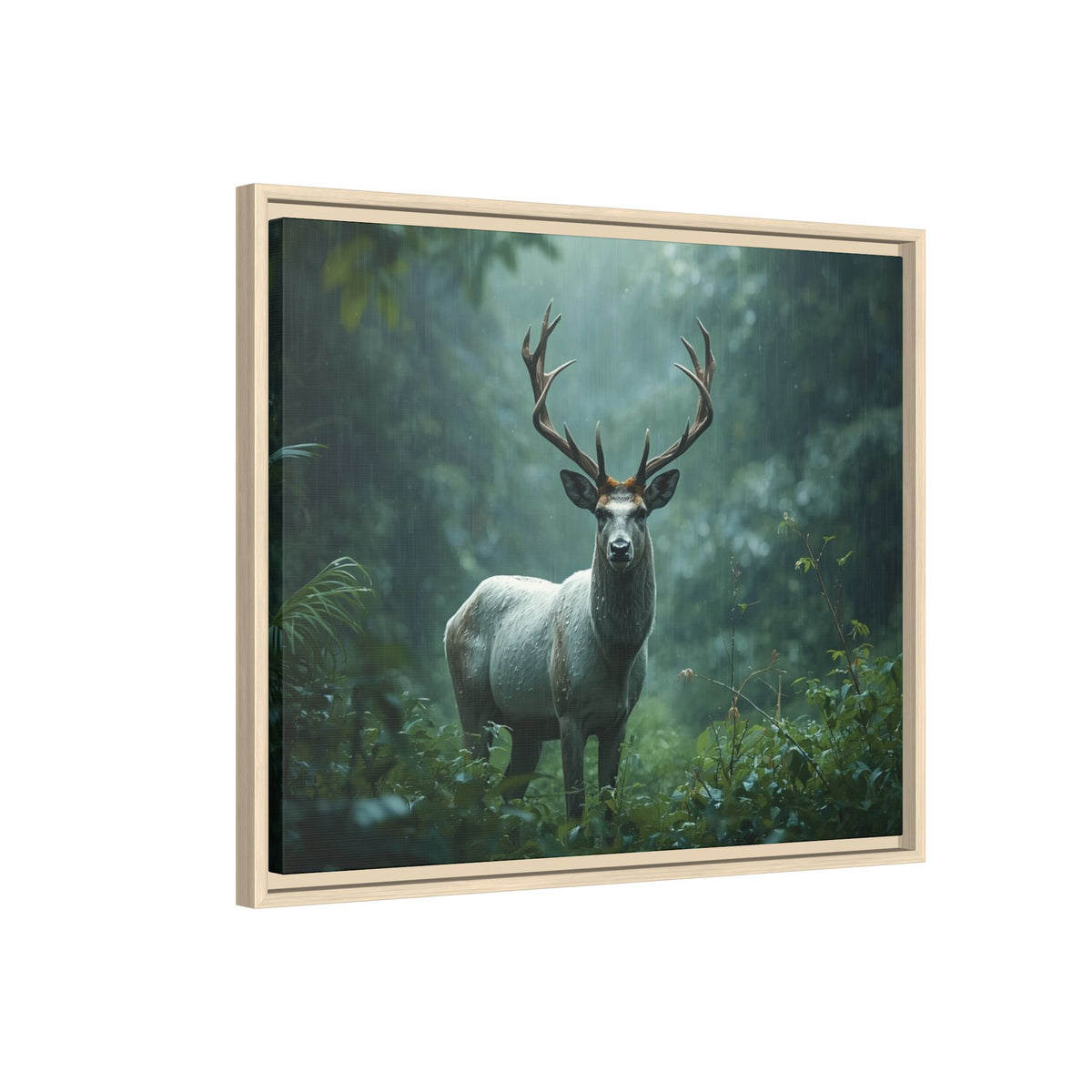 Framed Canvas Deer Forest Wildlife Wall Art