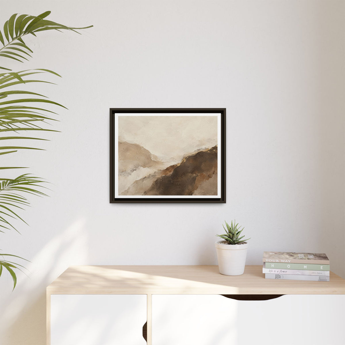 Abstract Neutral Landscape Framed Canvas Wall Art