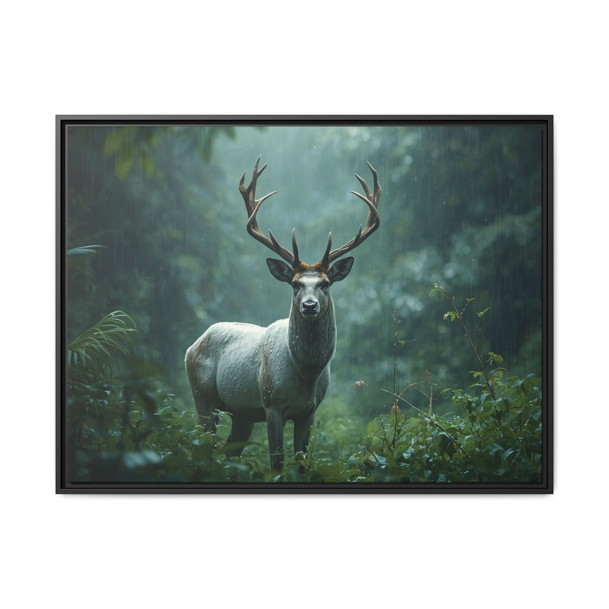 Framed Canvas Deer Forest Wildlife Wall Art