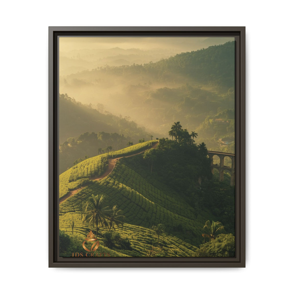 Framed Canvas – Misty Mountain Vineyard Landscape Wall Art