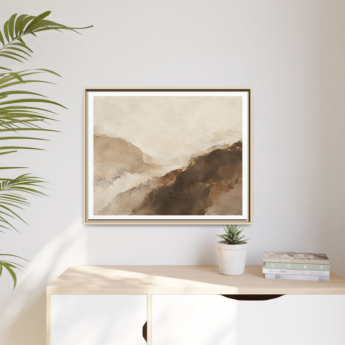 Abstract Neutral Landscape Framed Canvas Wall Art