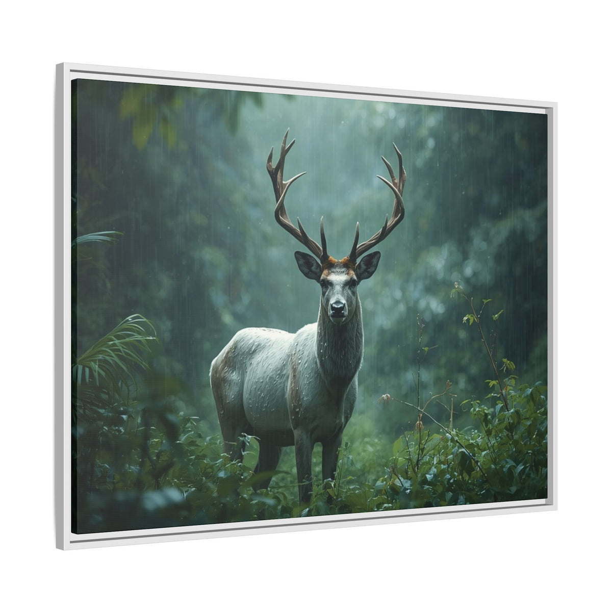 Framed Canvas Deer Forest Wildlife Wall Art