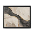 Framed Canvas Wall Art – Neutral Black, Beige & Gold Abstract