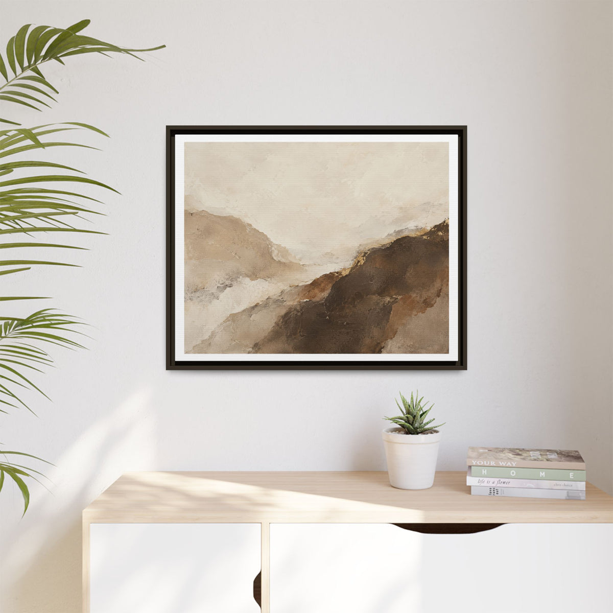 Abstract Neutral Landscape Framed Canvas Wall Art