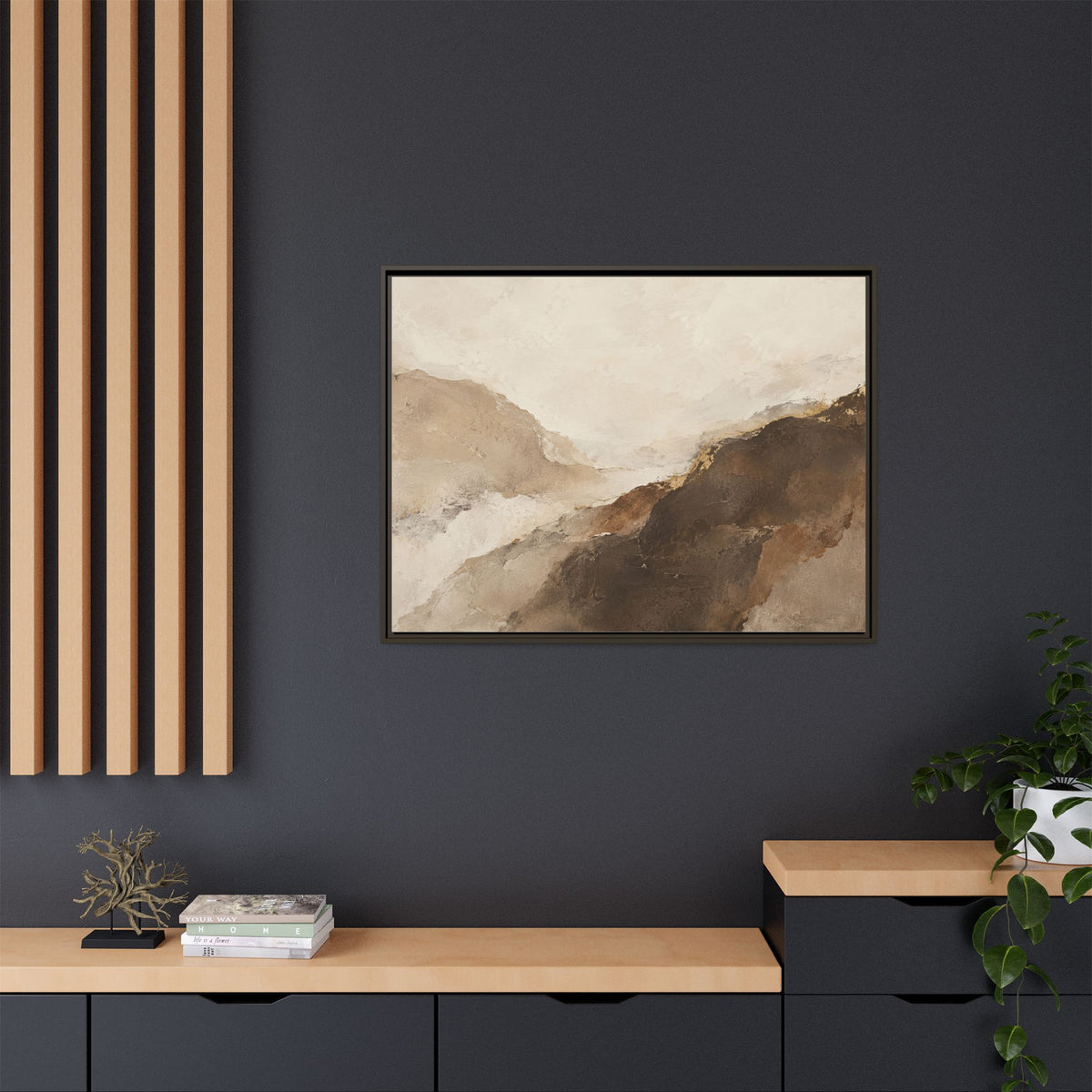 Abstract Neutral Landscape Framed Canvas Wall Art