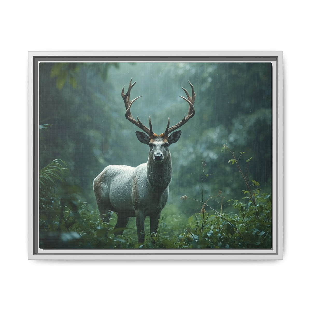 Framed Canvas Deer Forest Wildlife Wall Art