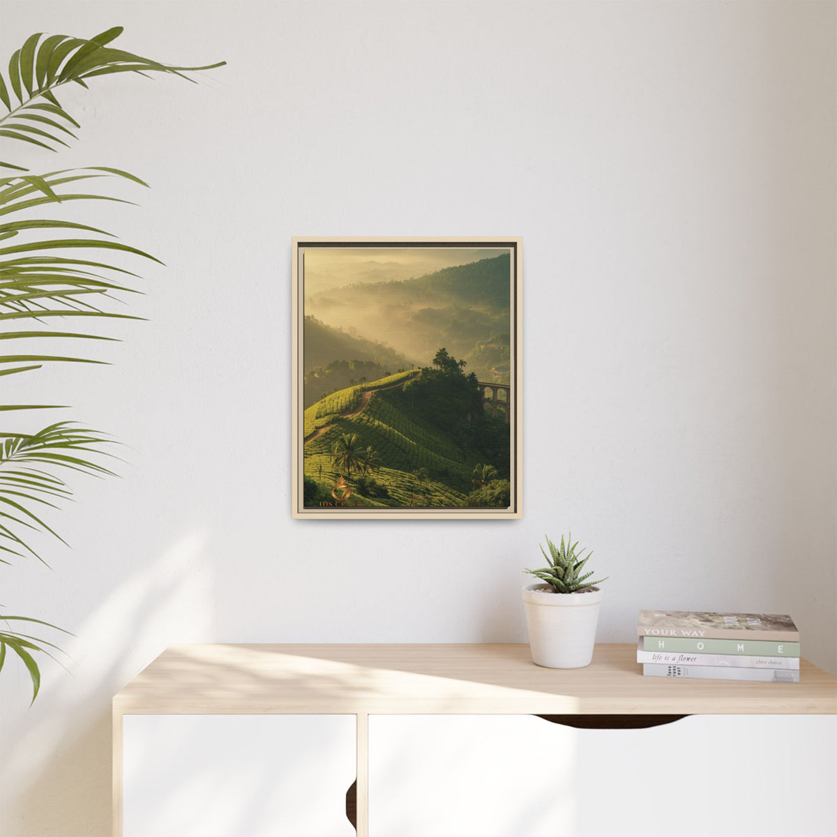 Framed Canvas – Misty Mountain Vineyard Landscape Wall Art