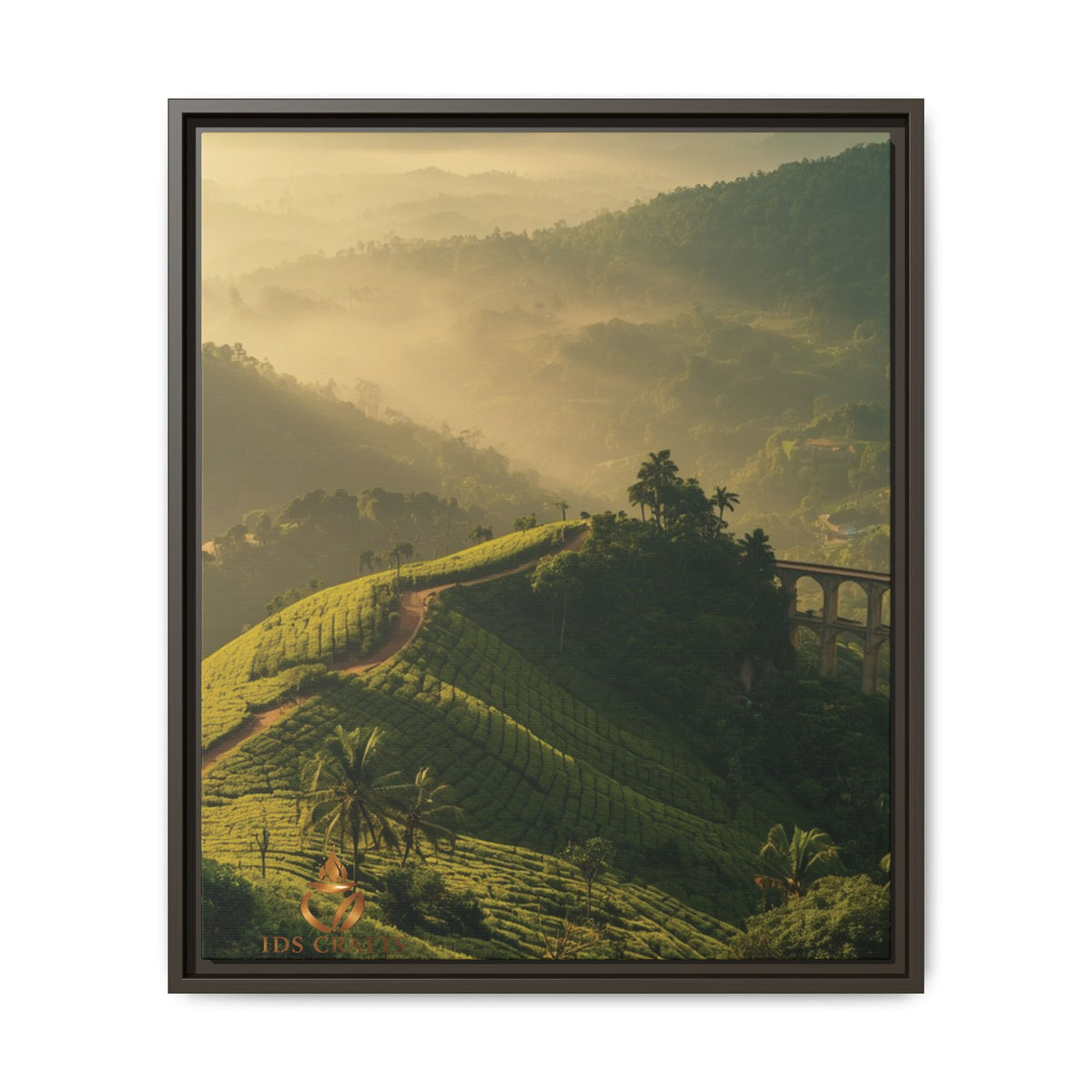 Framed Canvas – Misty Mountain Vineyard Landscape Wall Art