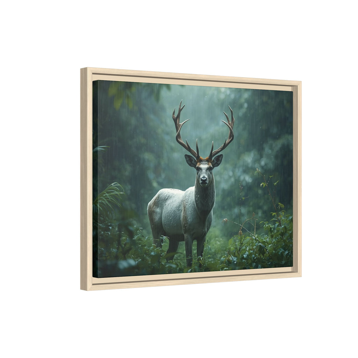 Framed Canvas Deer Forest Wildlife Wall Art