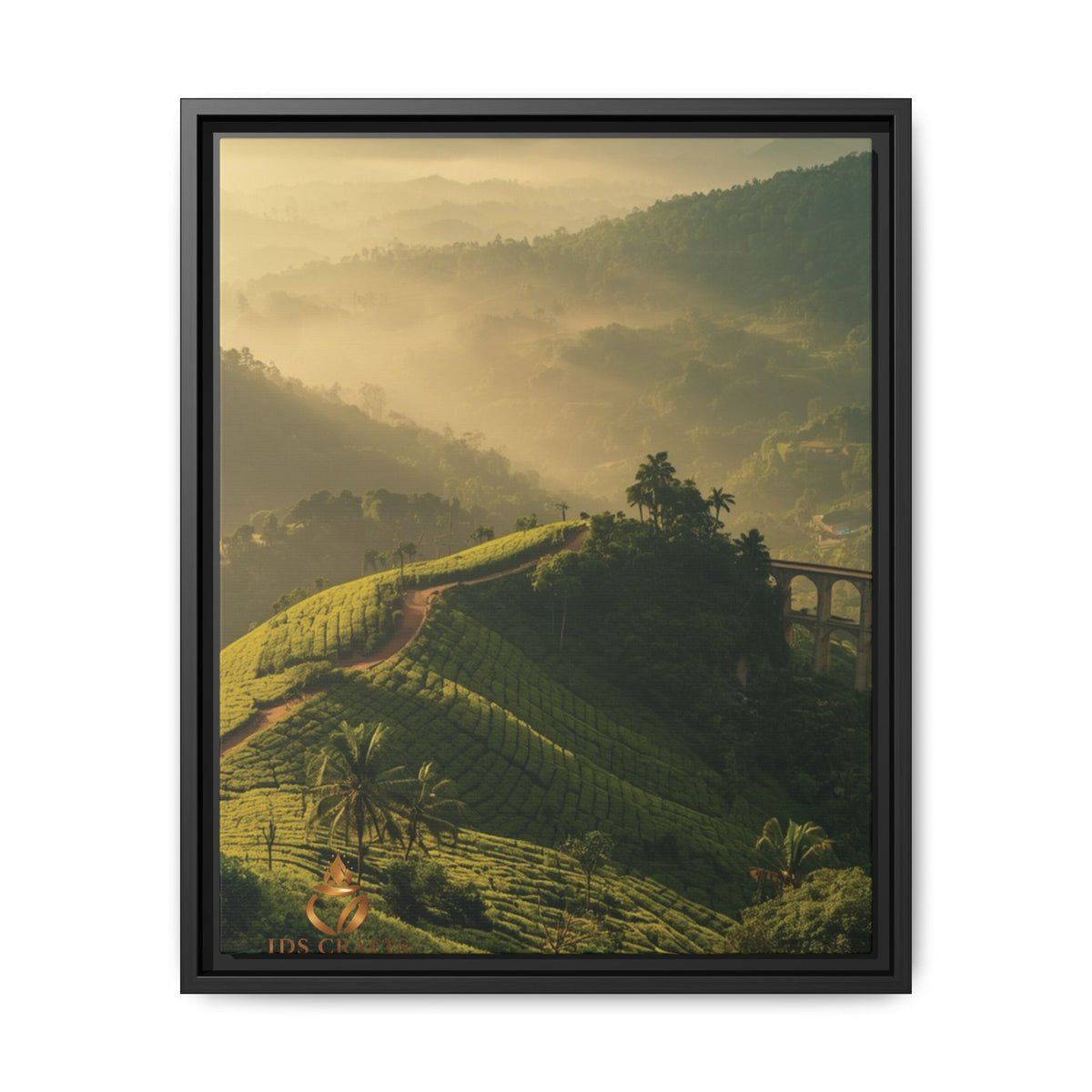 Framed Canvas – Misty Mountain Vineyard Landscape Wall Art