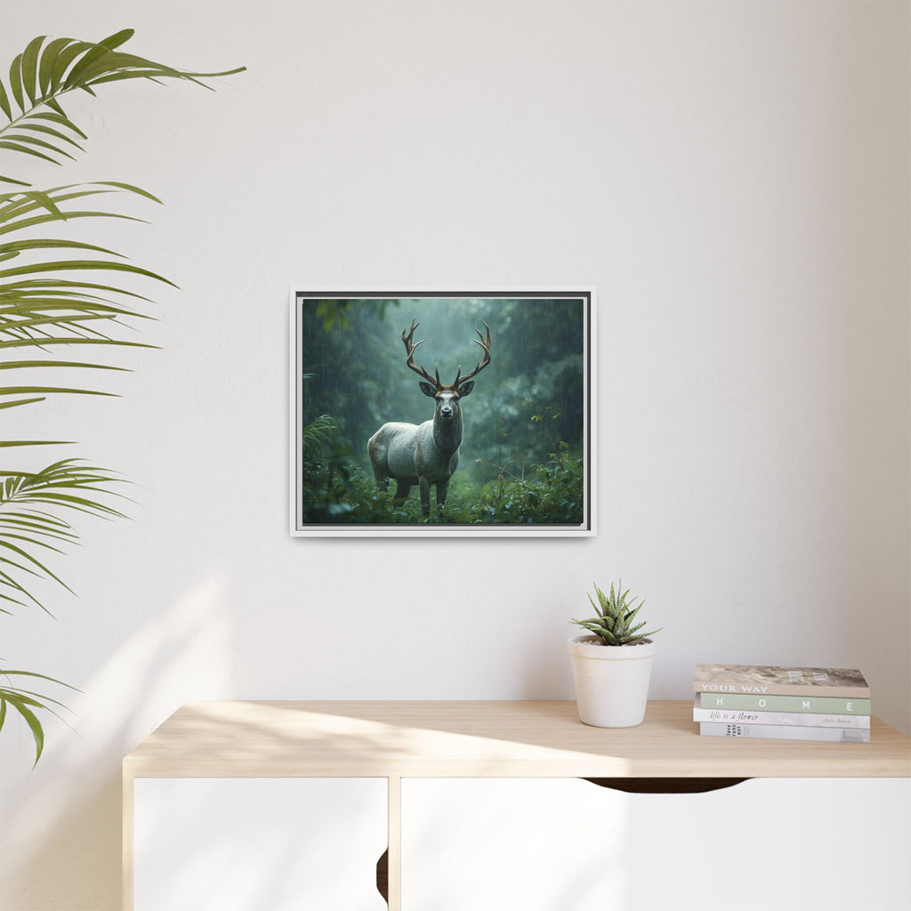 Framed Canvas Deer Forest Wildlife Wall Art