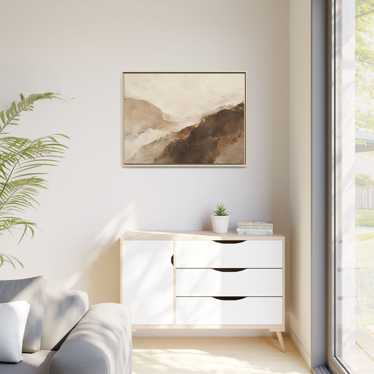 Abstract Neutral Landscape Framed Canvas Wall Art