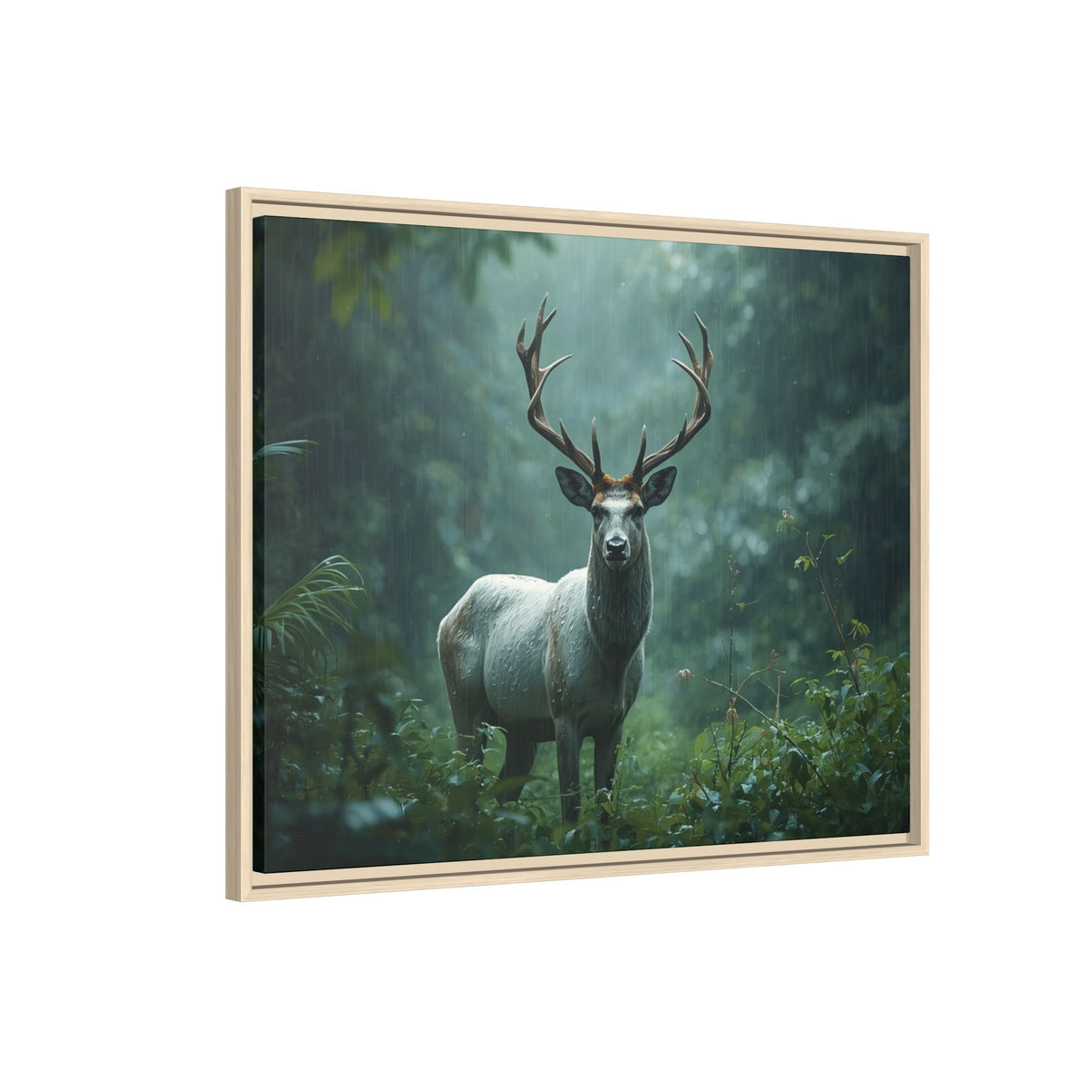 Framed Canvas Deer Forest Wildlife Wall Art