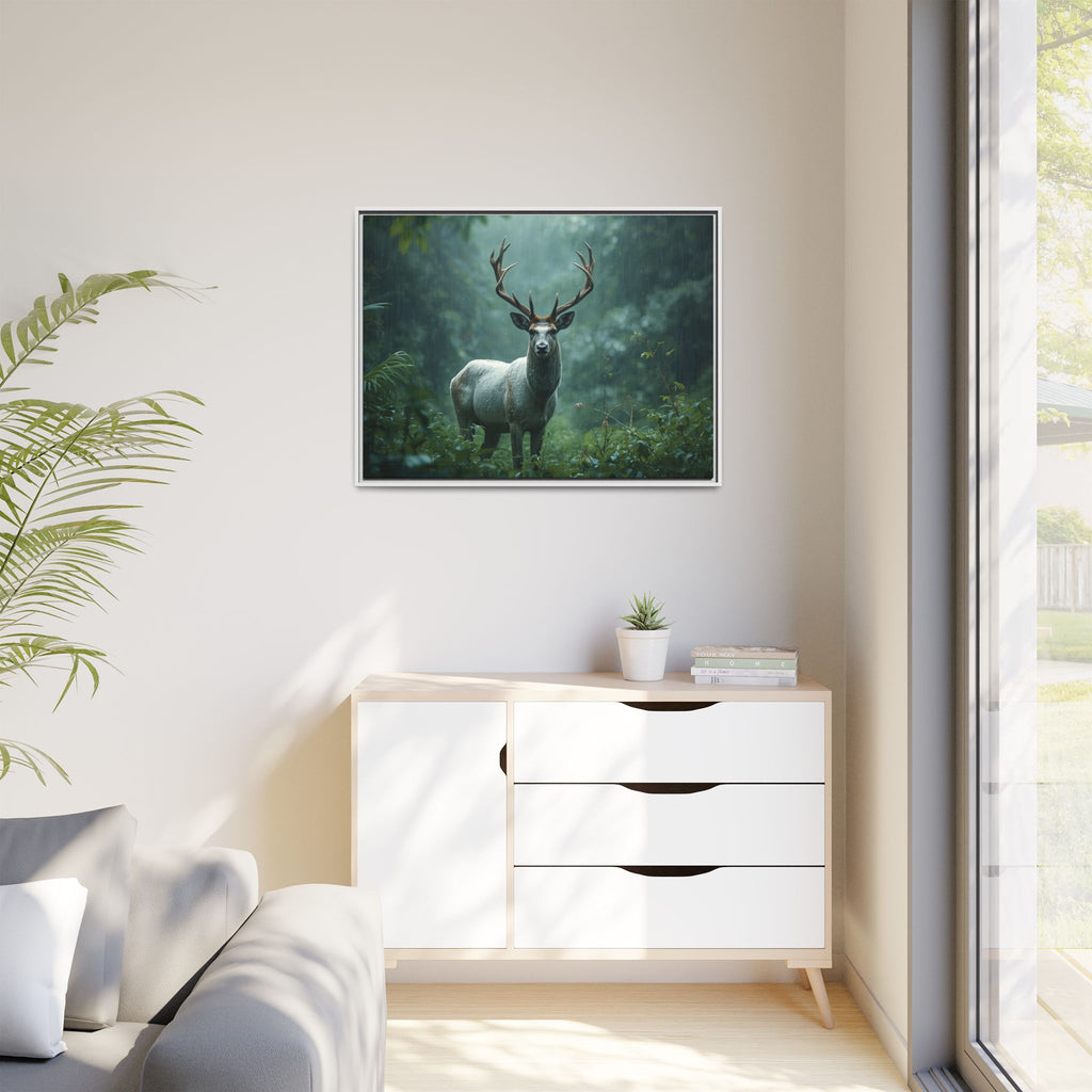 Framed Canvas Deer Forest Wildlife Wall Art