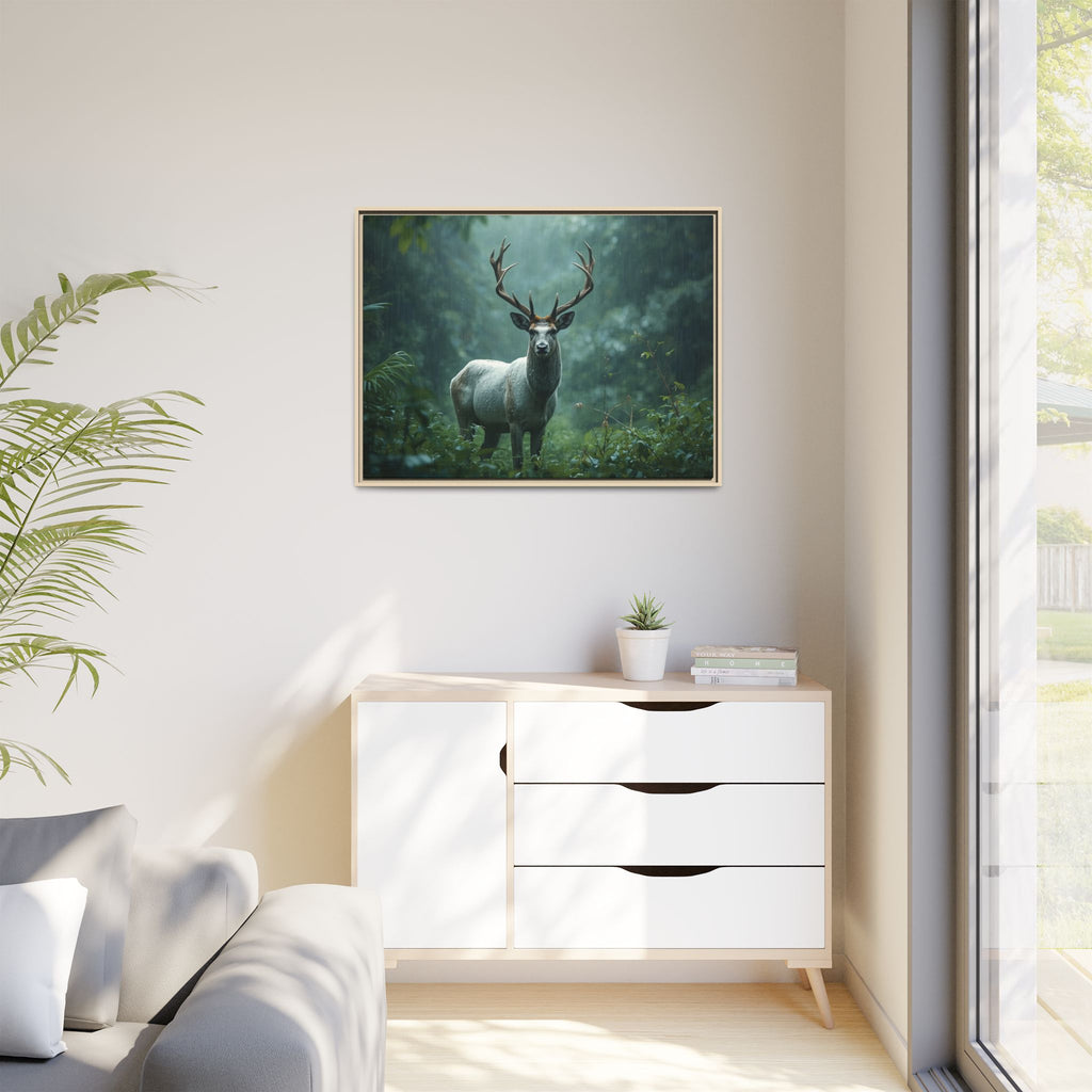 Framed Canvas Deer Forest Wildlife Wall Art
