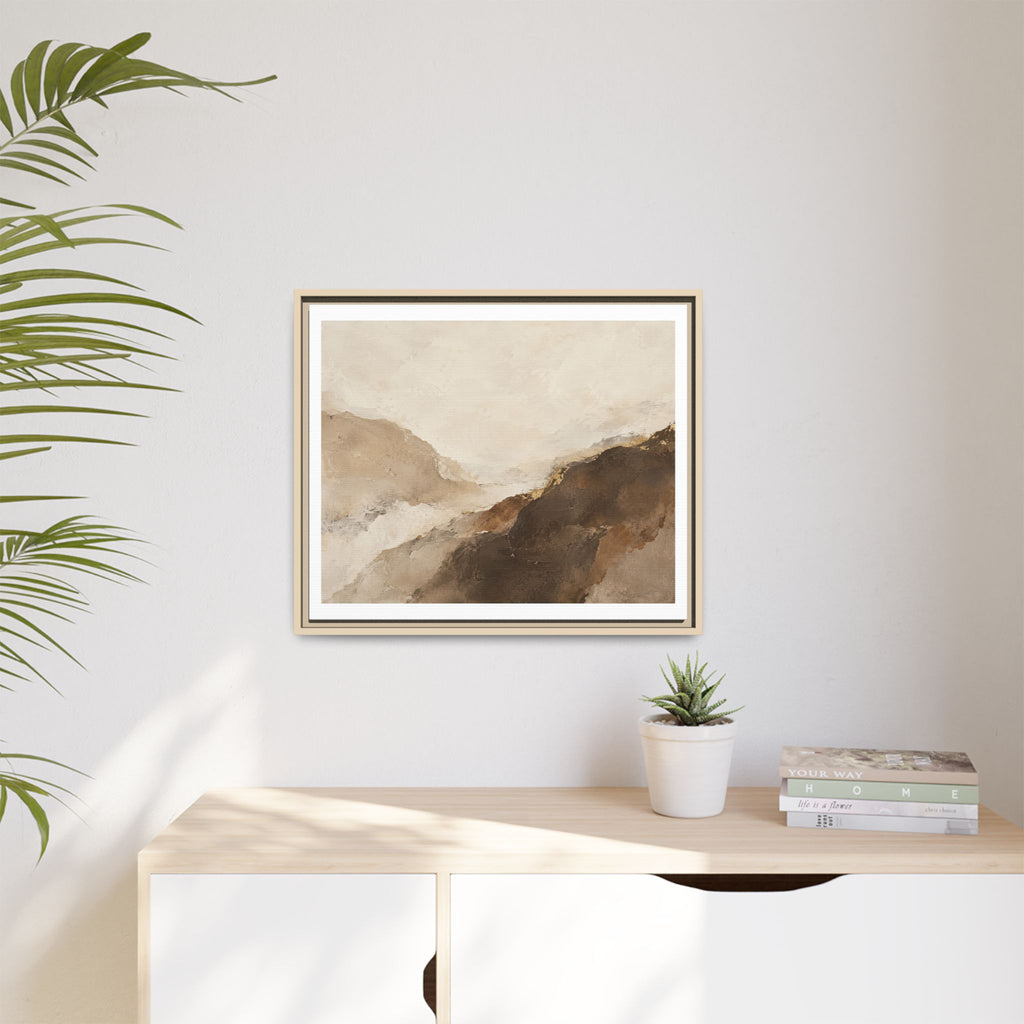 Abstract Neutral Landscape Framed Canvas Wall Art