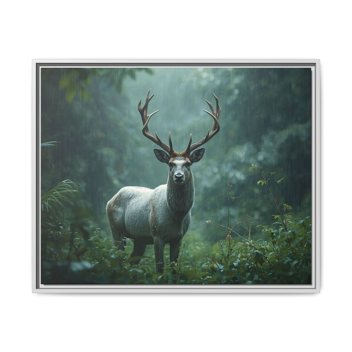 Framed Canvas Deer Forest Wildlife Wall Art