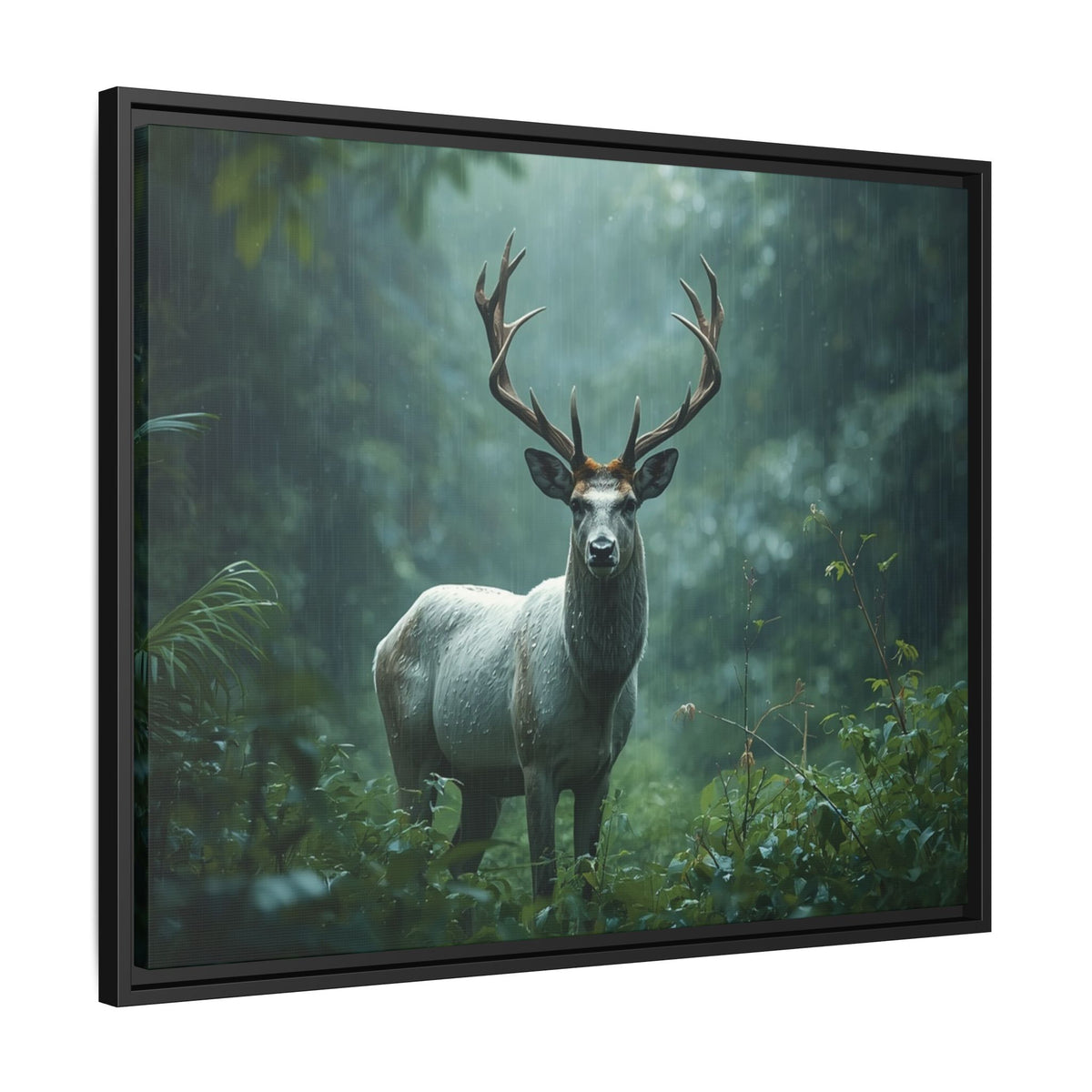 Framed Canvas Deer Forest Wildlife Wall Art