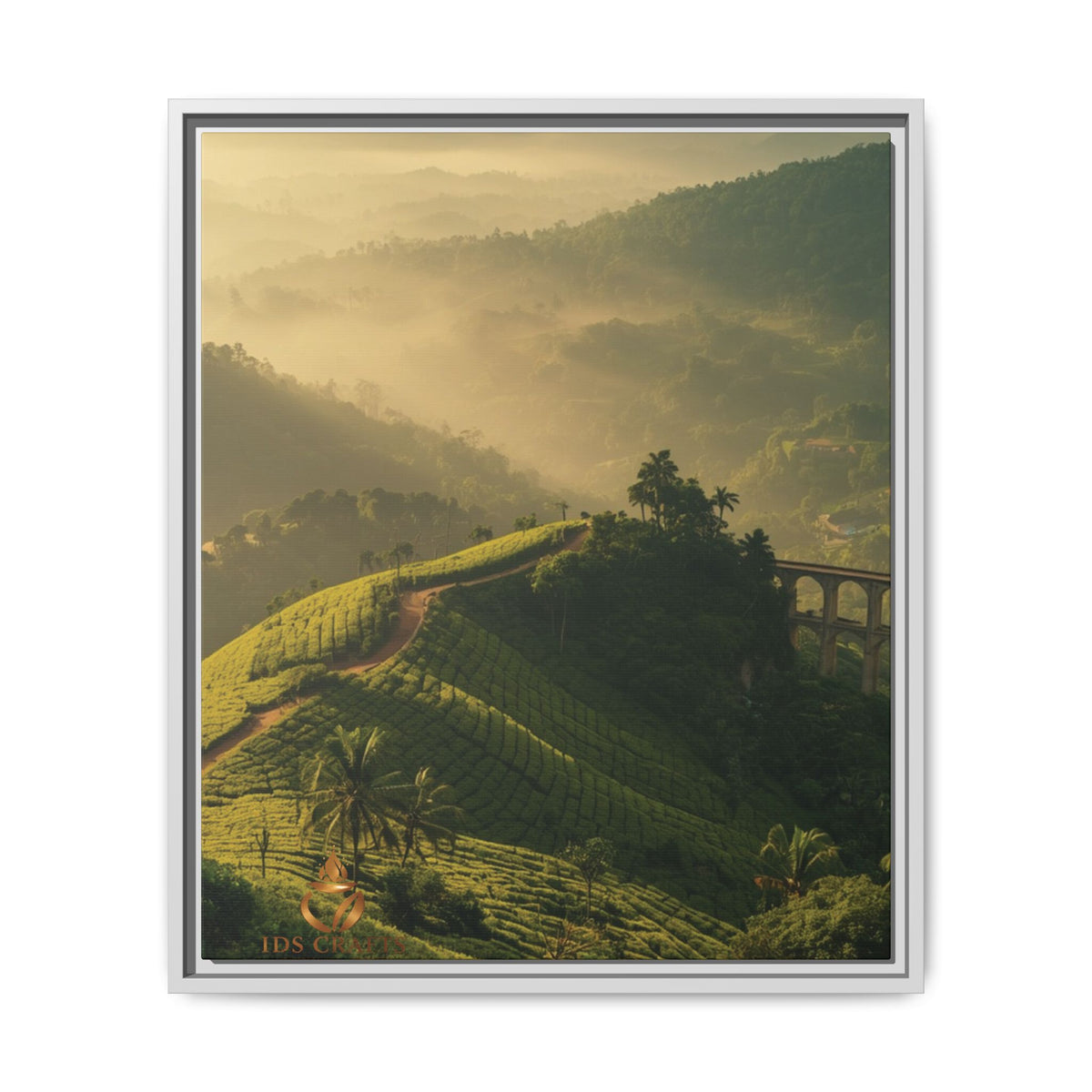 Framed Canvas – Misty Mountain Vineyard Landscape Wall Art