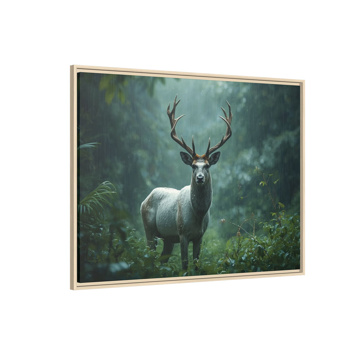 Framed Canvas Deer Forest Wildlife Wall Art