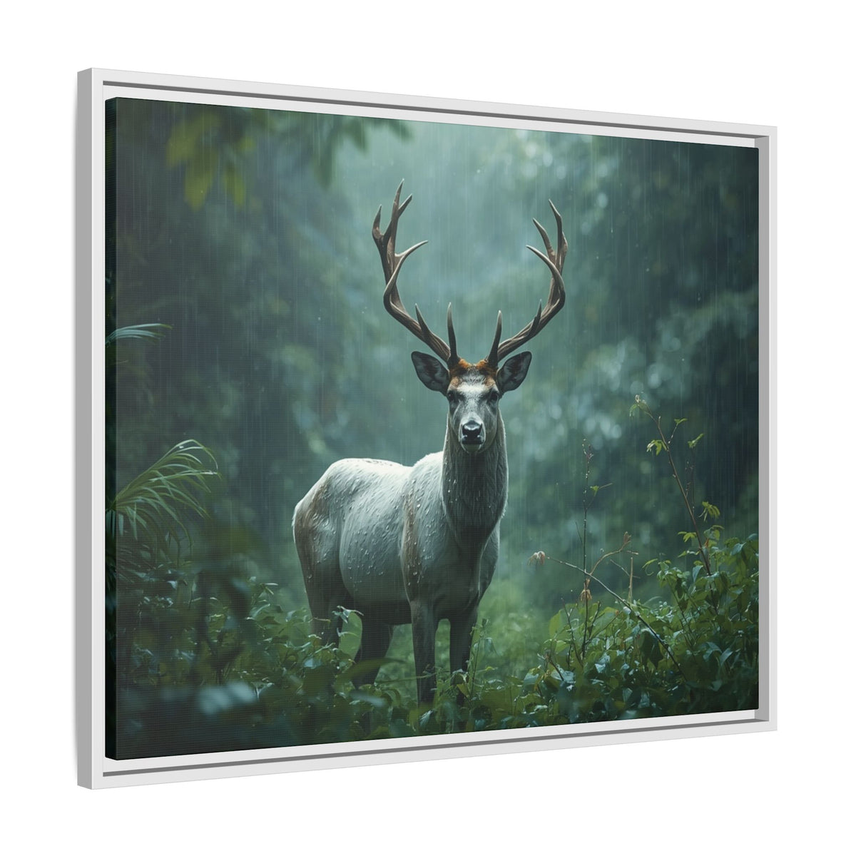 Framed Canvas Deer Forest Wildlife Wall Art