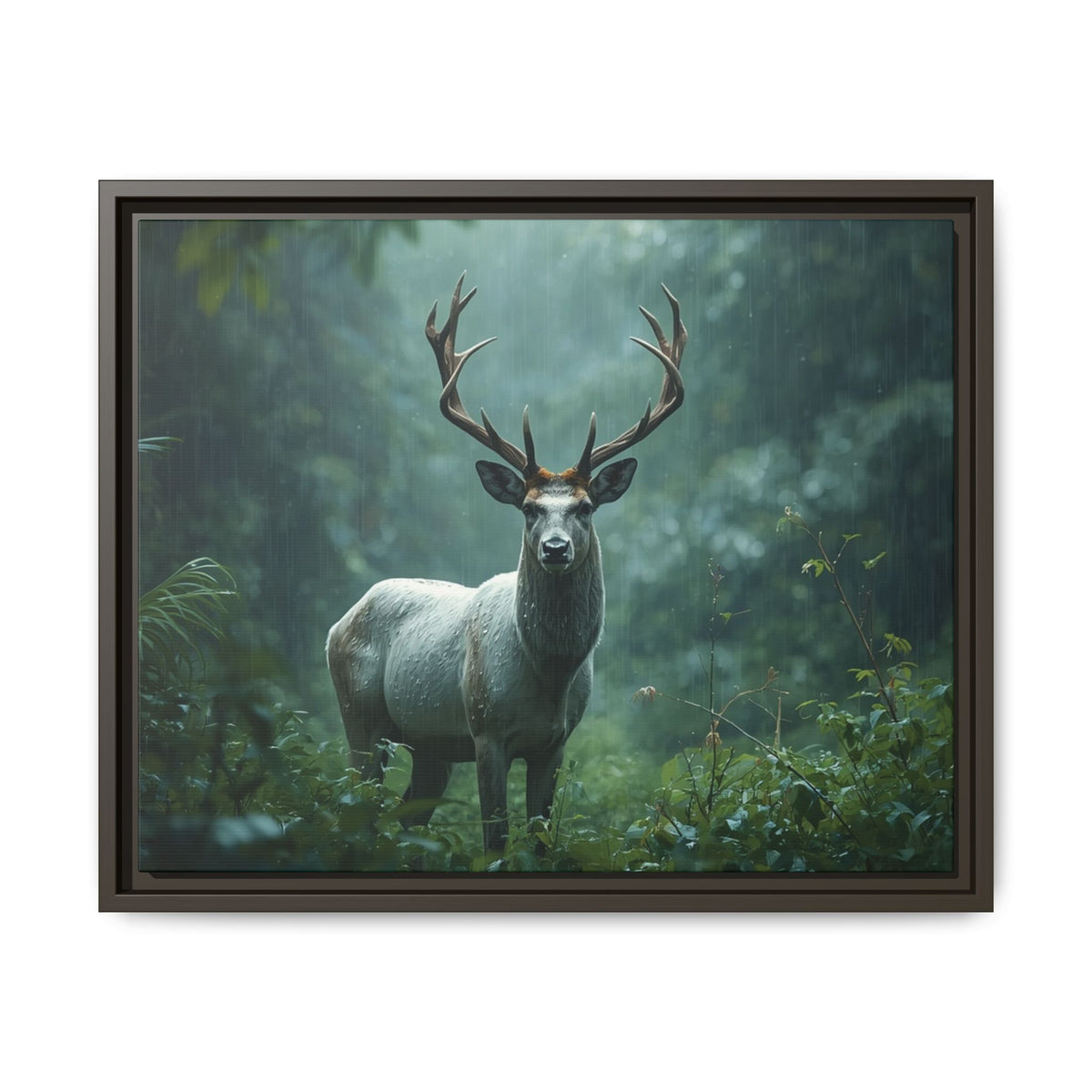 Framed Canvas Deer Forest Wildlife Wall Art