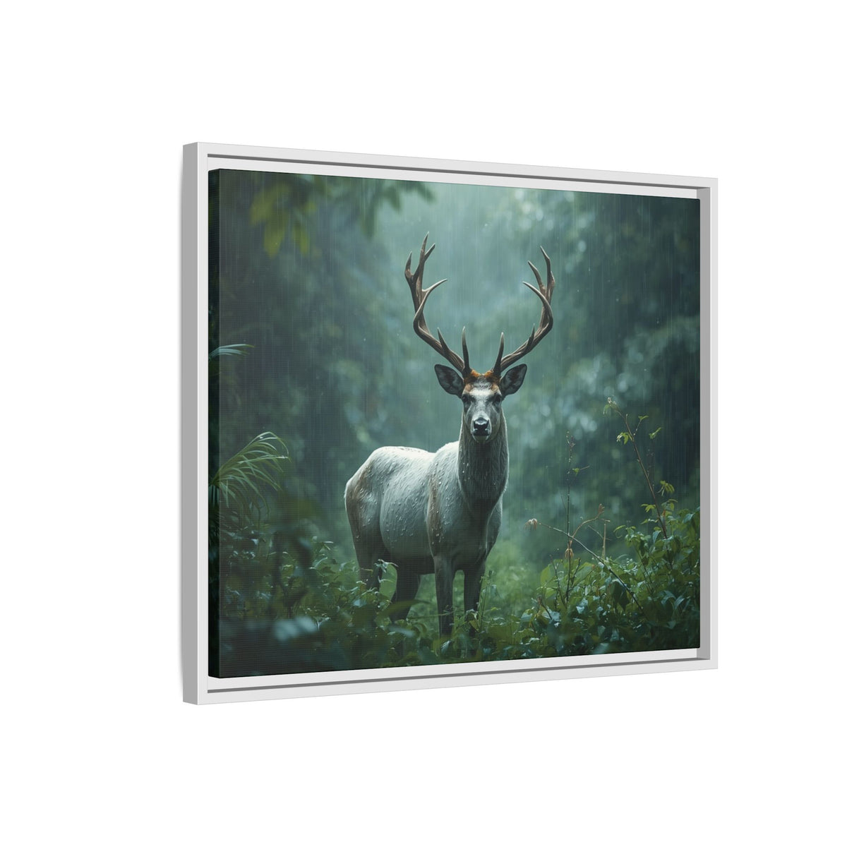 Framed Canvas Deer Forest Wildlife Wall Art