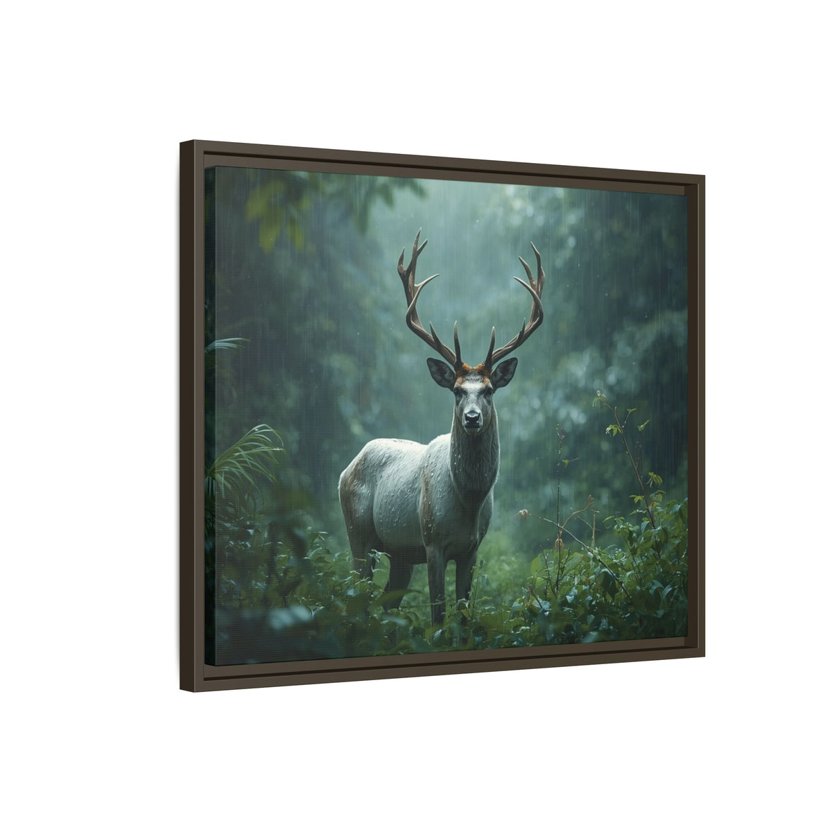 Framed Canvas Deer Forest Wildlife Wall Art