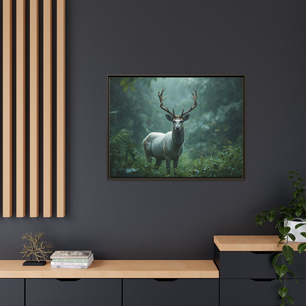 Framed Canvas Deer Forest Wildlife Wall Art