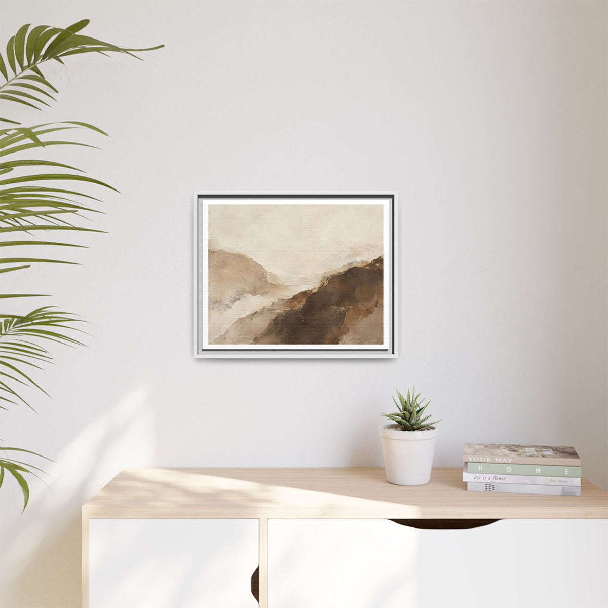 Abstract Neutral Landscape Framed Canvas Wall Art