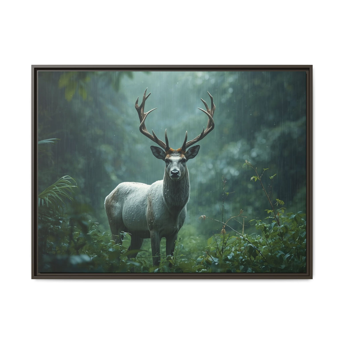 Framed Canvas Deer Forest Wildlife Wall Art