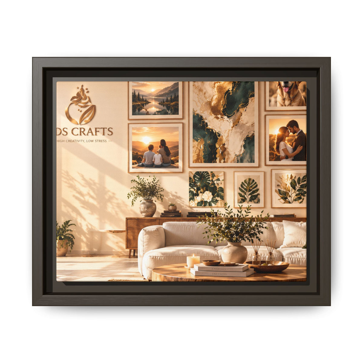 Framed Canvas Wall Art – Cozy Boho Living Room Gallery Decor