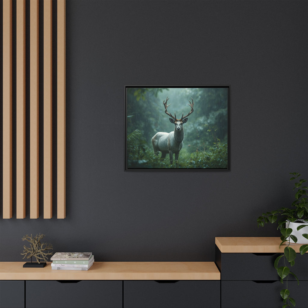 Framed Canvas Deer Forest Wildlife Wall Art