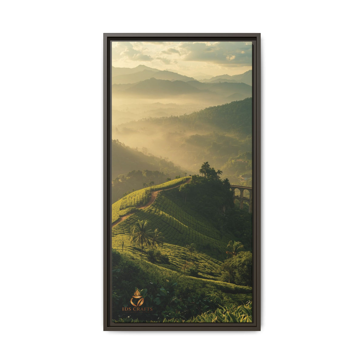 Framed Canvas – Misty Mountain Vineyard Landscape Wall Art
