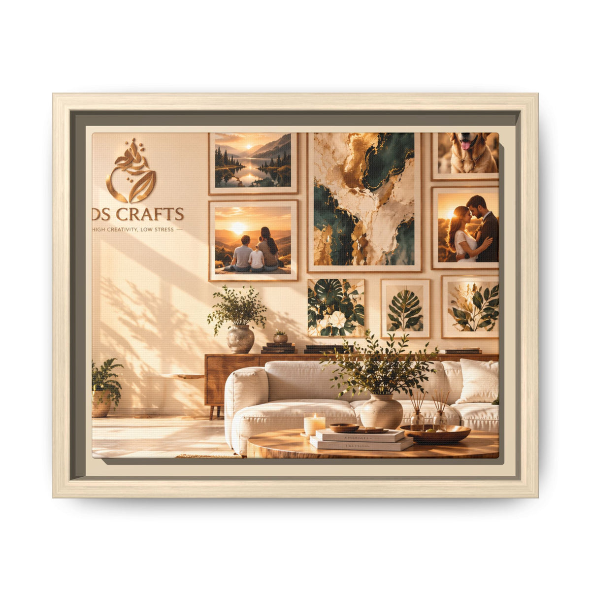 Framed Canvas Wall Art – Cozy Boho Living Room Gallery Decor