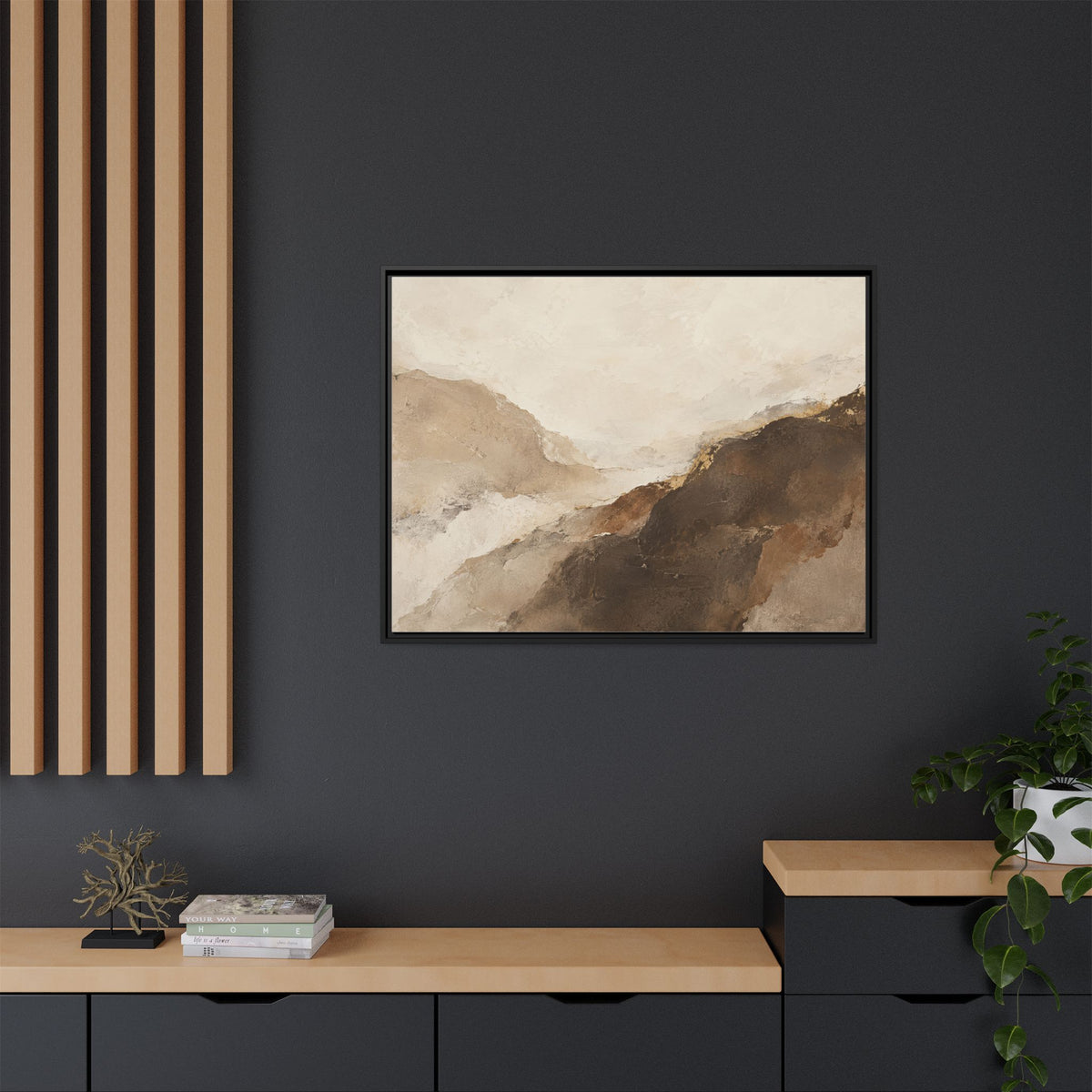 Abstract Neutral Landscape Framed Canvas Wall Art