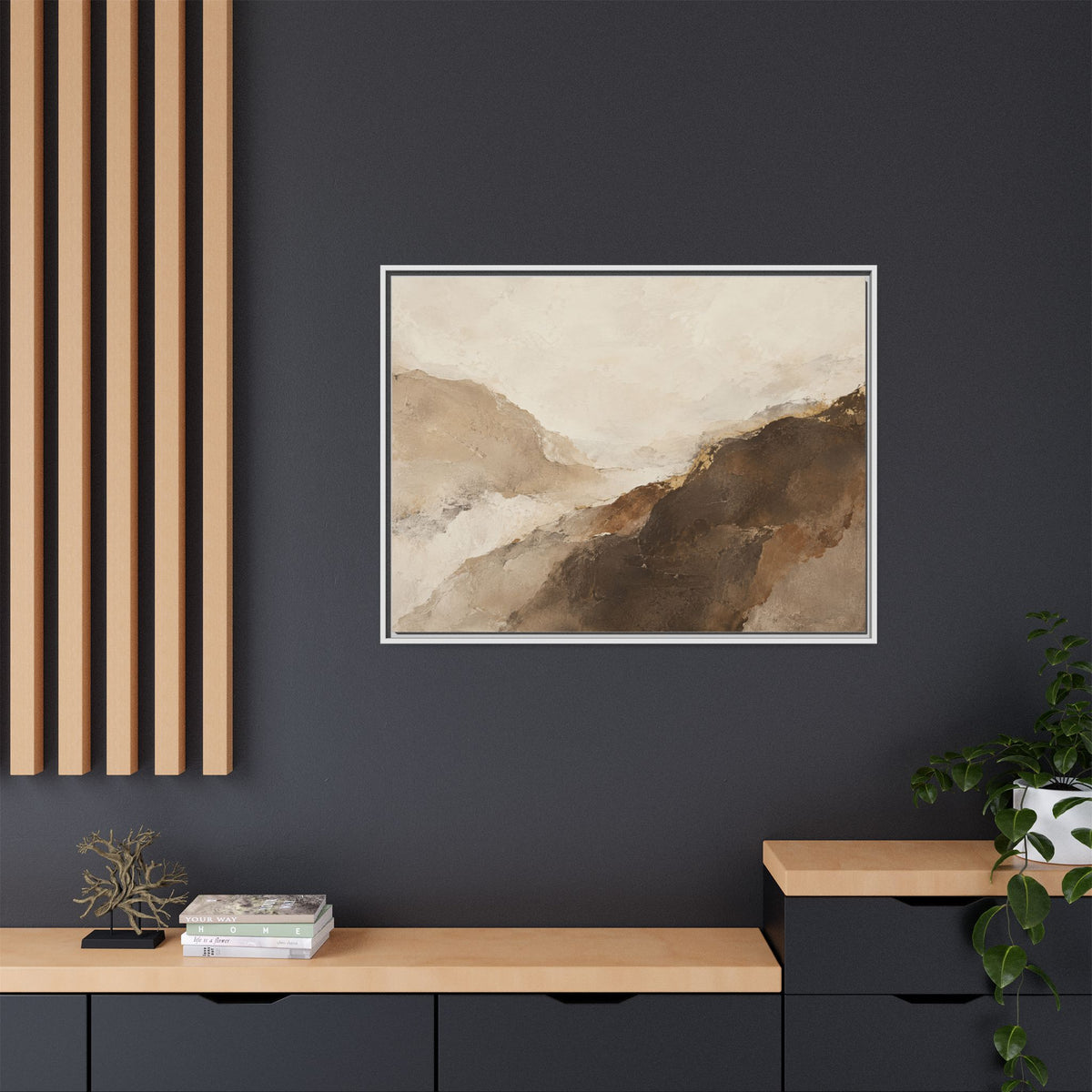 Abstract Neutral Landscape Framed Canvas Wall Art