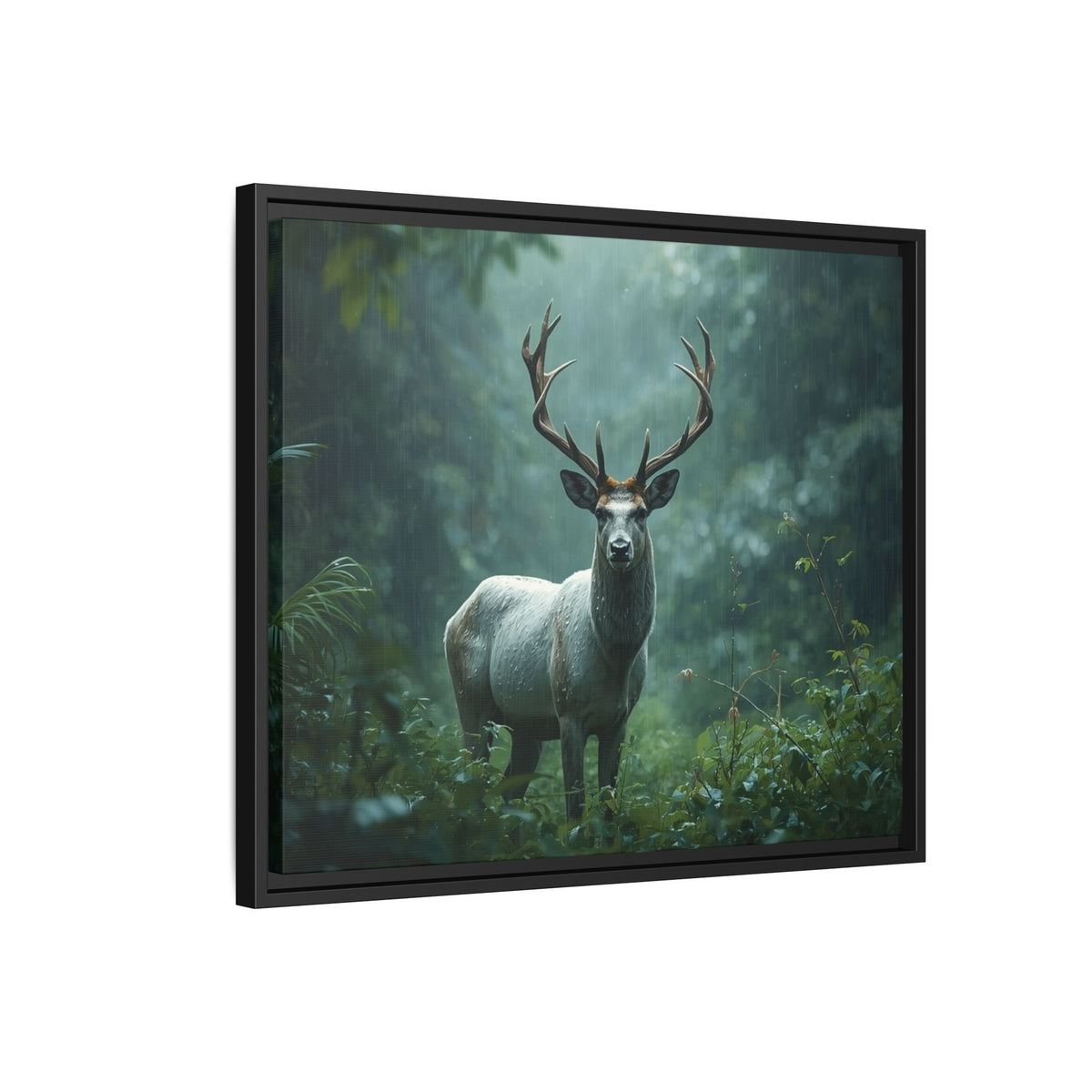 Framed Canvas Deer Forest Wildlife Wall Art