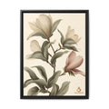 Framed Canvas Wall Art – Elegant Neutral Magnolia Botanical Print