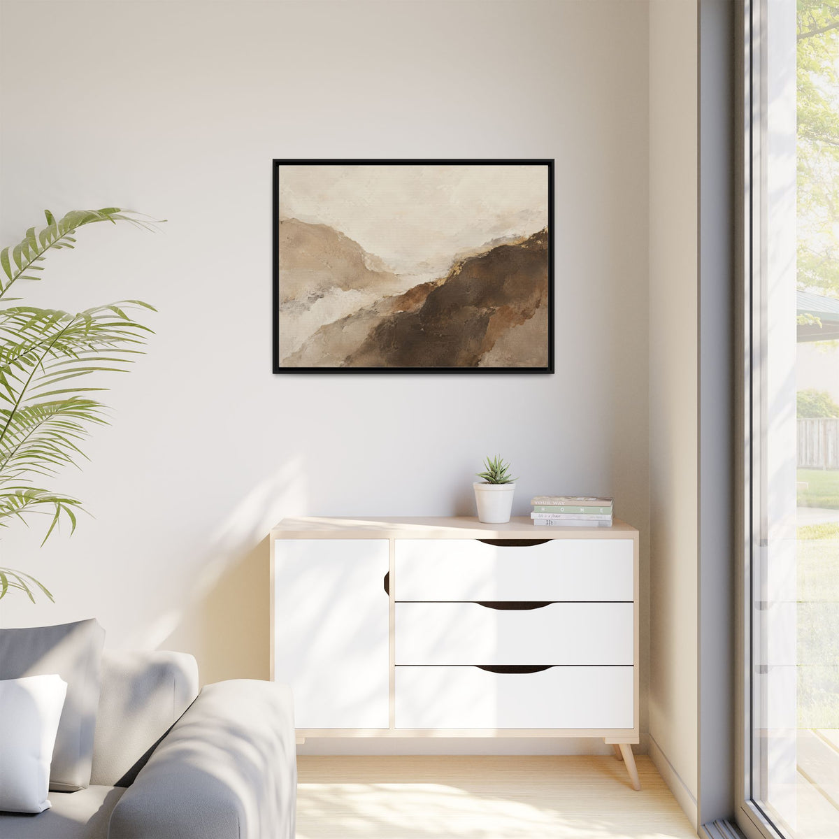 Abstract Neutral Landscape Framed Canvas Wall Art