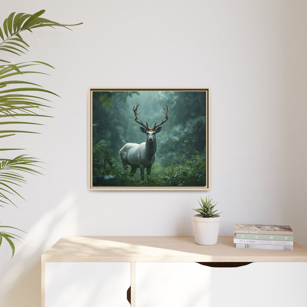 Framed Canvas Deer Forest Wildlife Wall Art