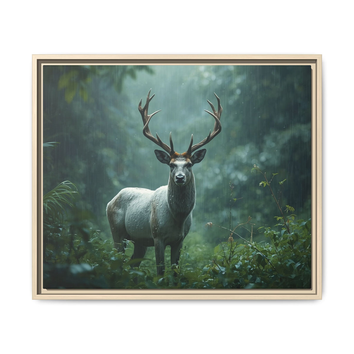 Framed Canvas Deer Forest Wildlife Wall Art