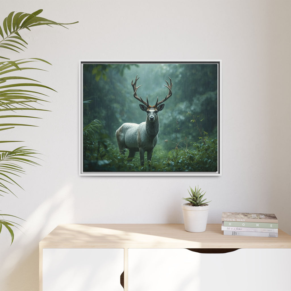 Framed Canvas Deer Forest Wildlife Wall Art