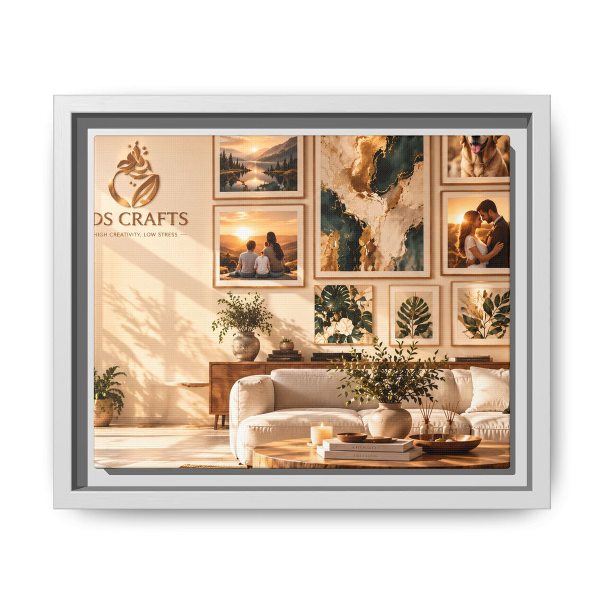 Framed Canvas Wall Art – Cozy Boho Living Room Gallery Decor