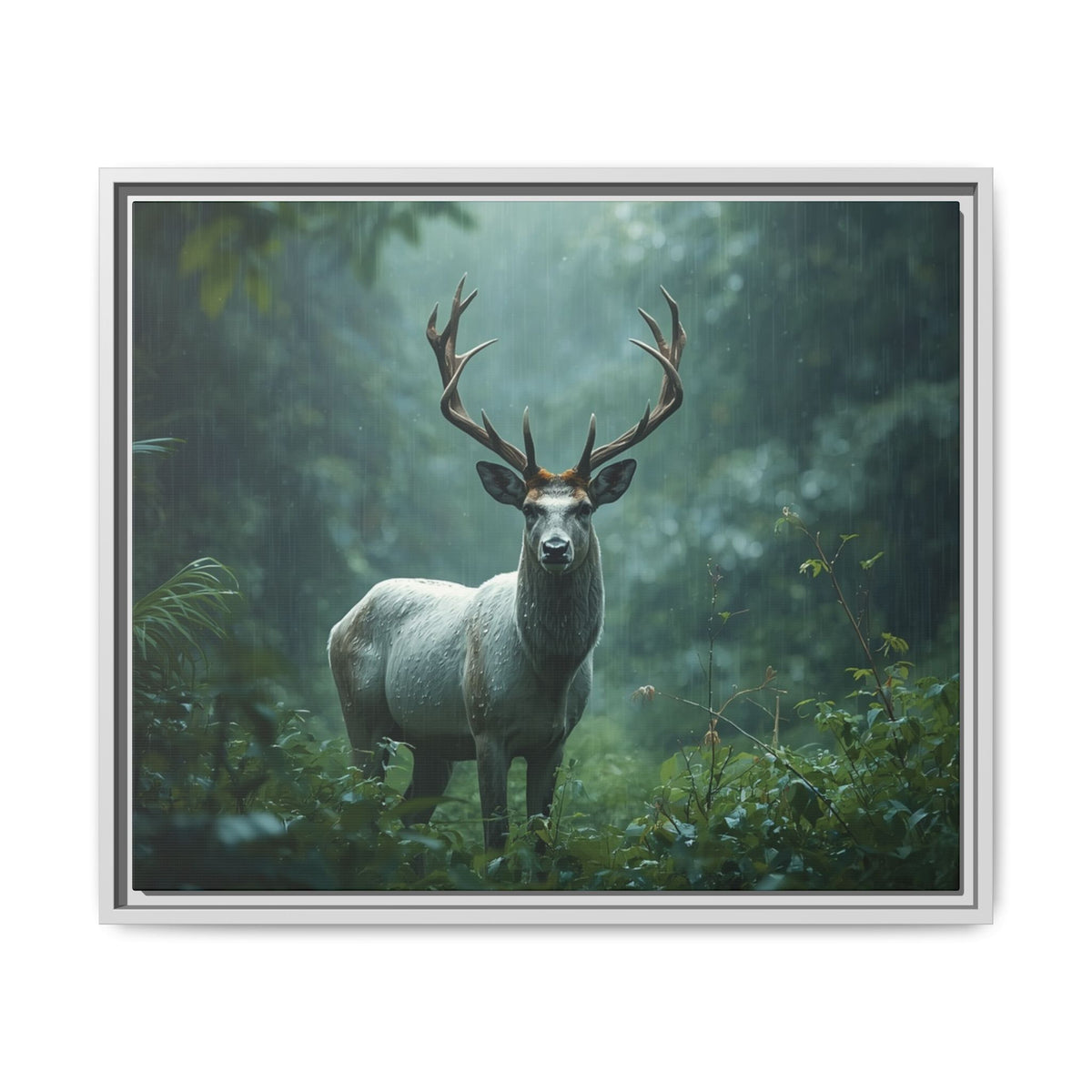 Framed Canvas Deer Forest Wildlife Wall Art