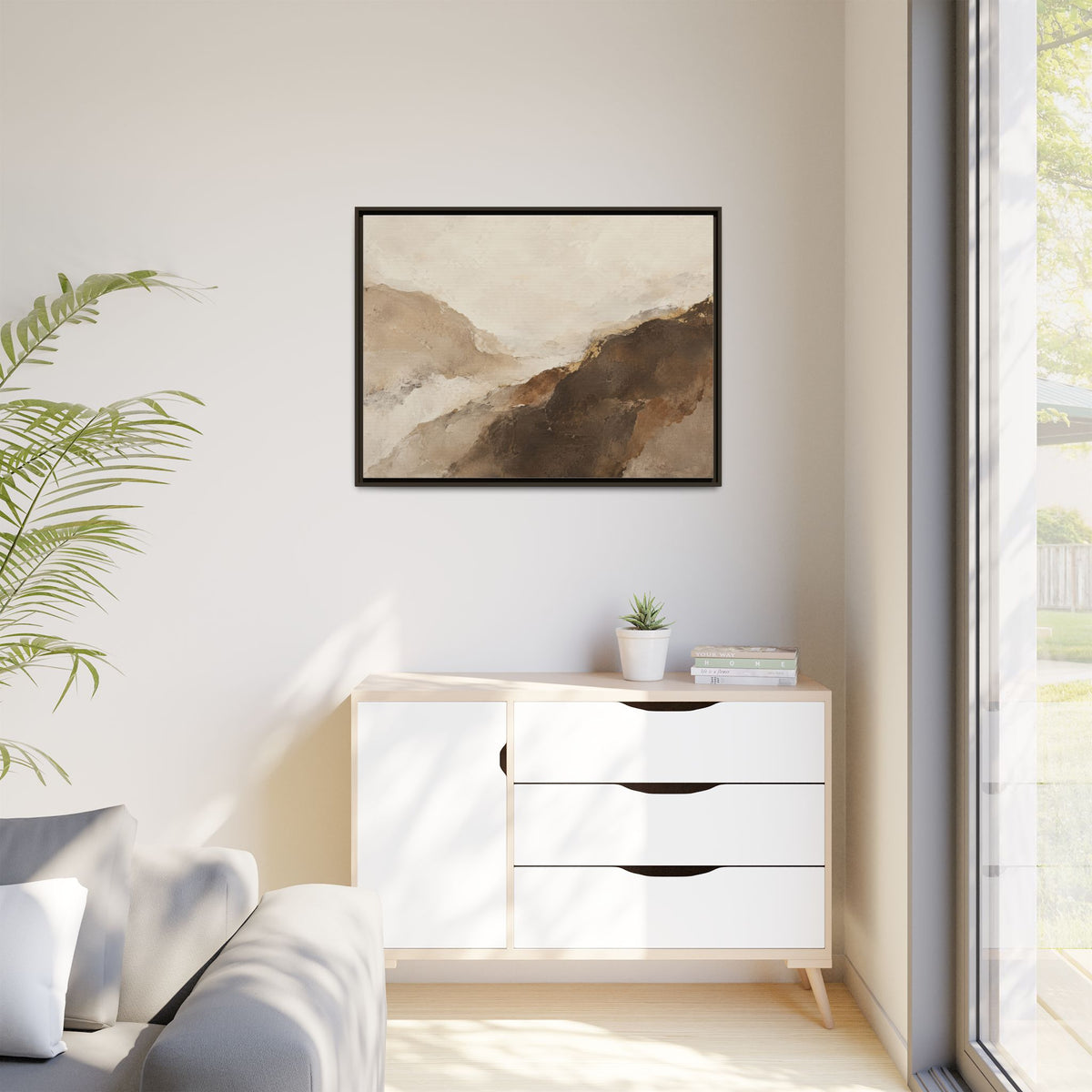 Abstract Neutral Landscape Framed Canvas Wall Art