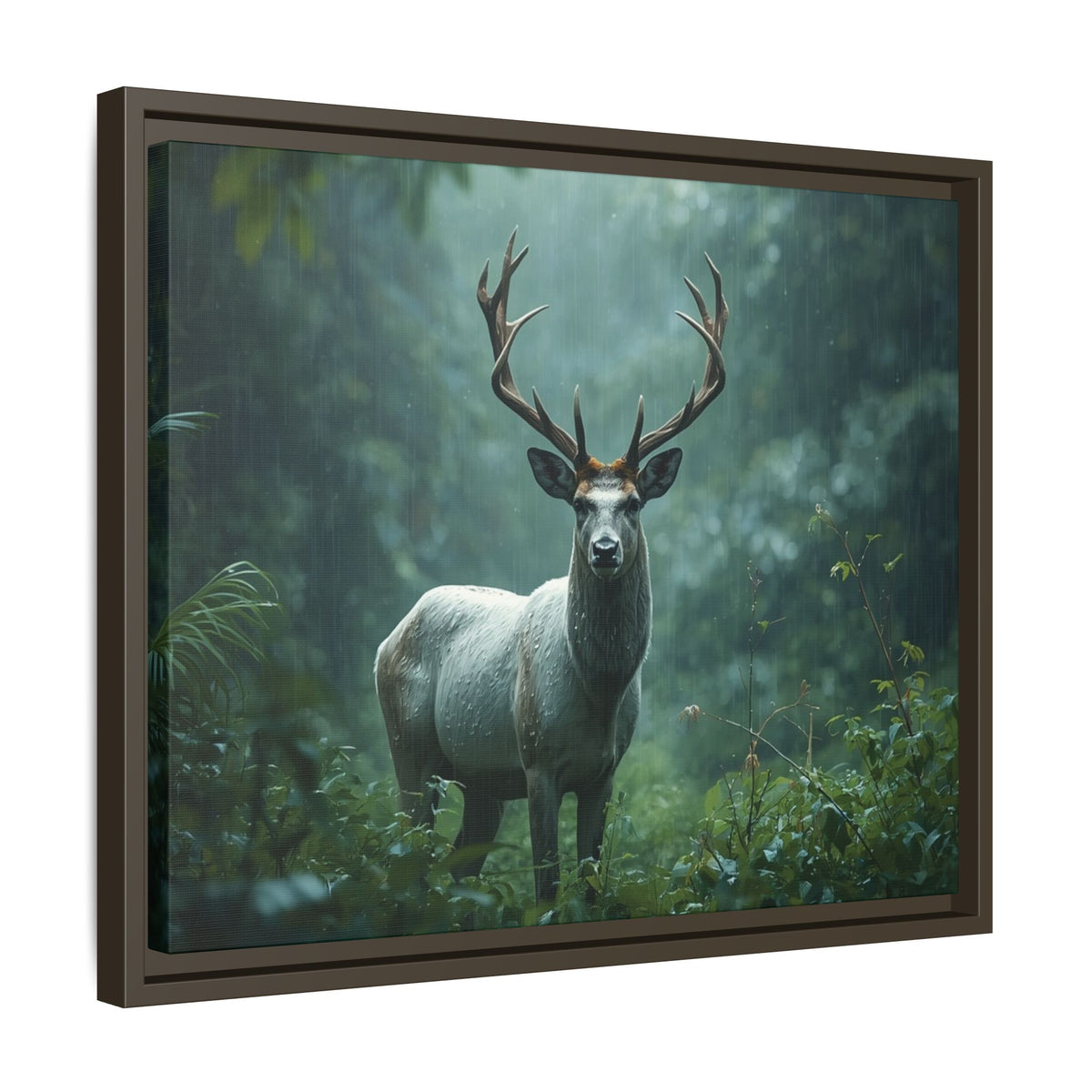 Framed Canvas Deer Forest Wildlife Wall Art