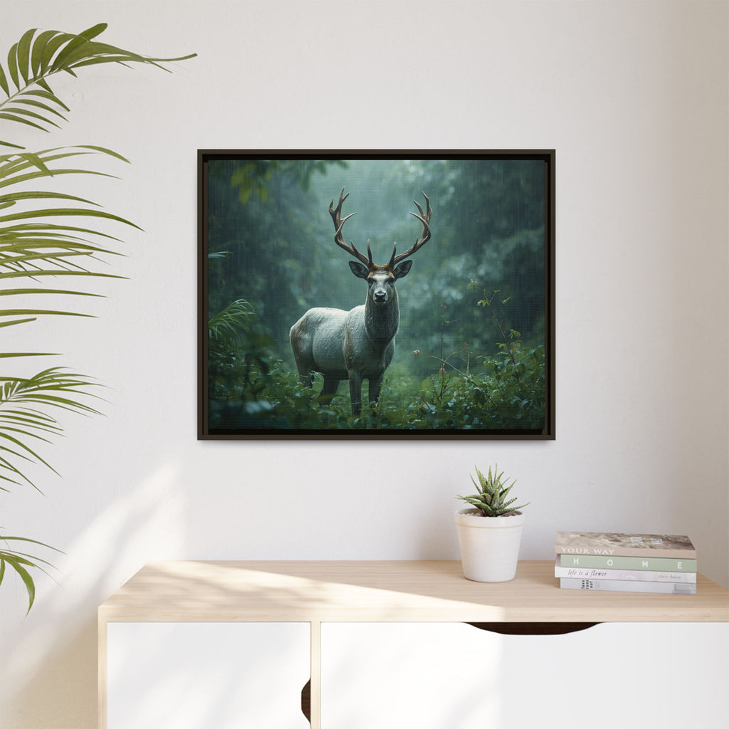 Framed Canvas Deer Forest Wildlife Wall Art