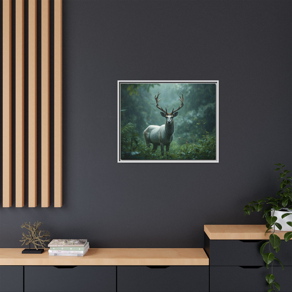 Framed Canvas Deer Forest Wildlife Wall Art